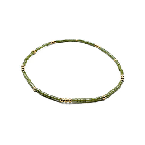 Erin Gray | 2mm Newport EVERGREEN + Gold Filled Waterproof Bracelet