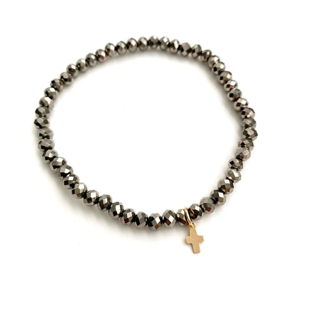 Erin Gray | Luxe Cross Bracelet in Metallic Gray