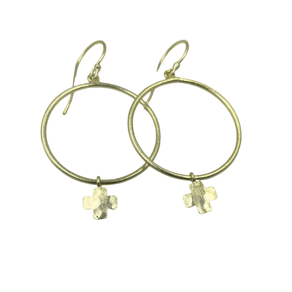 Erin Gray | Hoop No. 28 Gold Cross Drop Earring