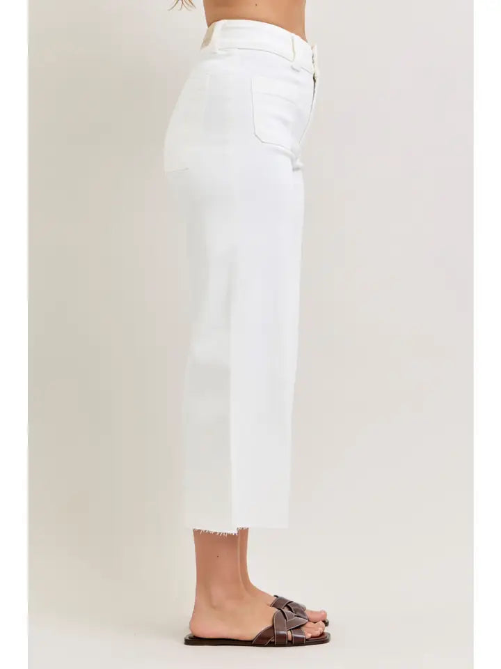 Judy Blue | High Waisted Wide Crop Front Patch Pockets