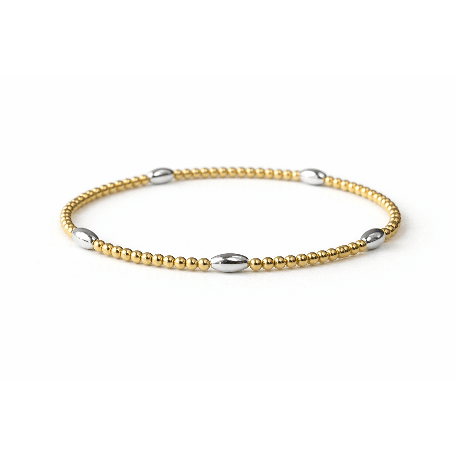 Classic Oval Mixed Metal Gold and Silver Bracelet: 7"