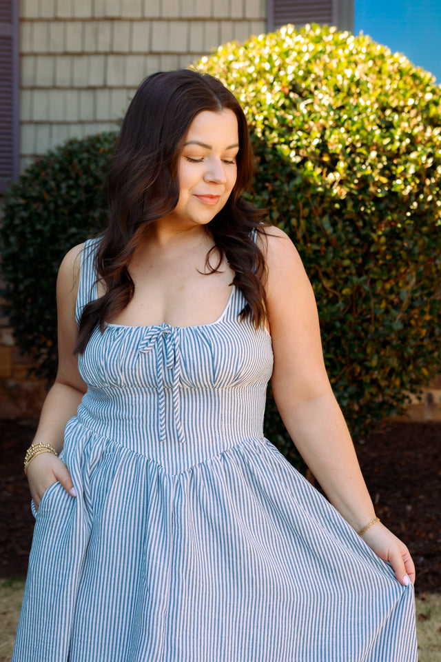 The Seaside Stroll Striped Midi Dress