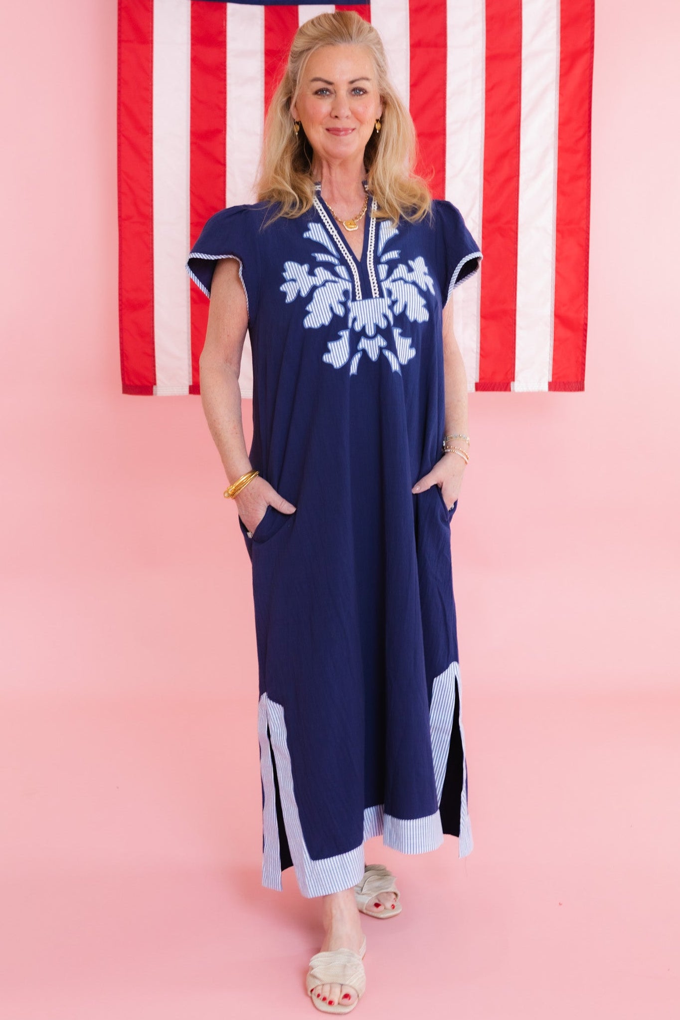 Embroidered Midi Dress