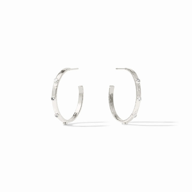 Julie Vos | Crescent Stone Hoop- Silver