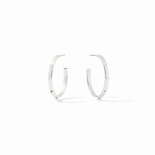 Julie Vos | Crescent Stone Hoop- Silver