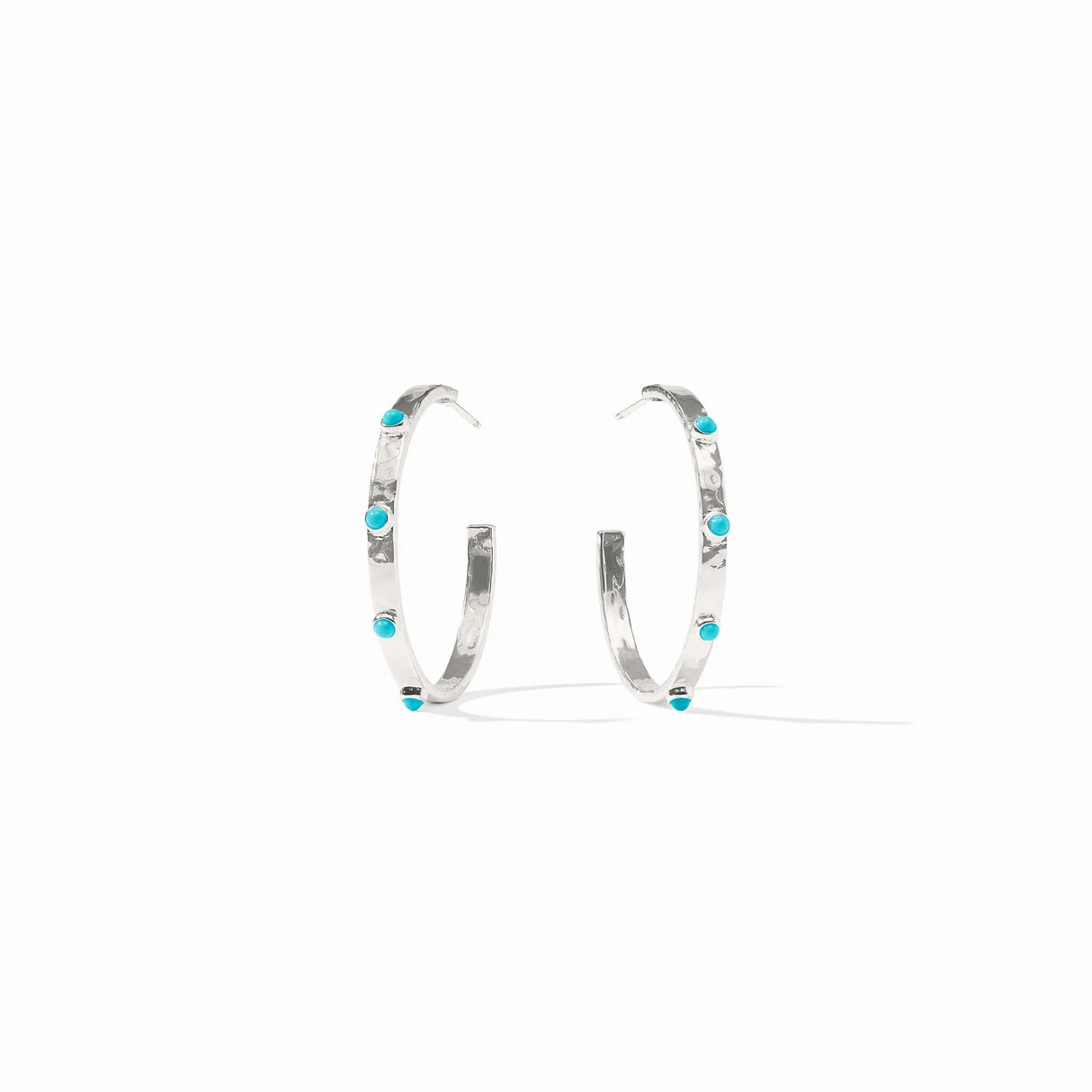 Julie Vos | Crescent Stone Hoop- Silver