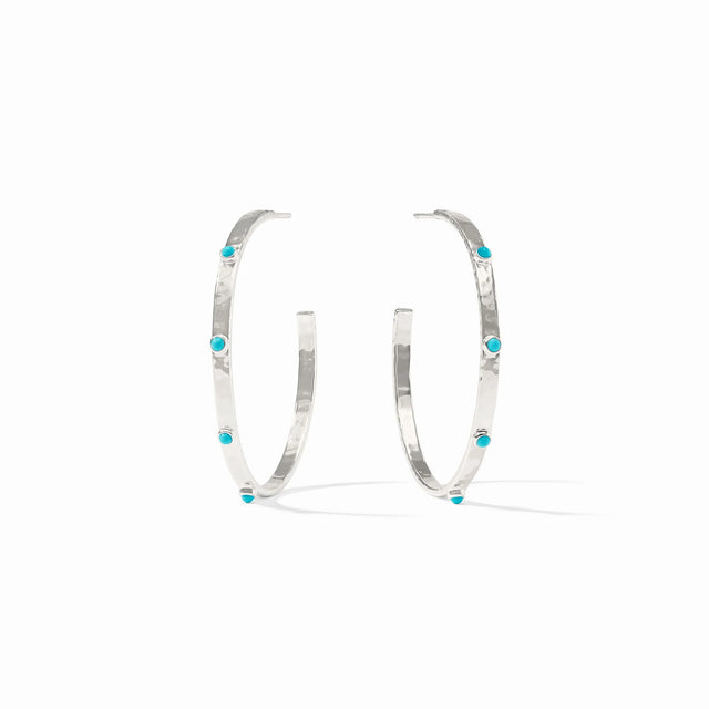 Julie Vos | Crescent Stone Hoop- Silver