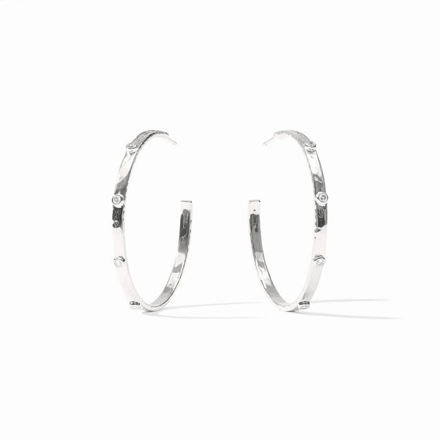 Julie Vos | Crescent Stone Hoop- Silver
