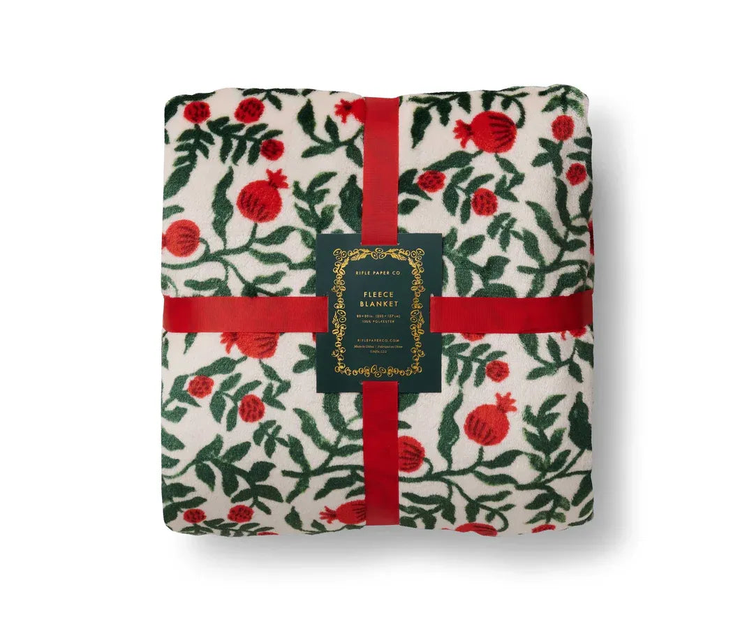 Rifle Paper Co. | Christmastide Pomegranate Fleece Blanket