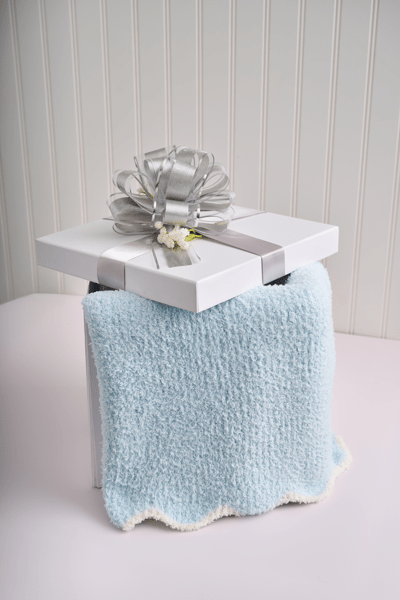 Mudpie | Blue Scallop Chenille Blanket