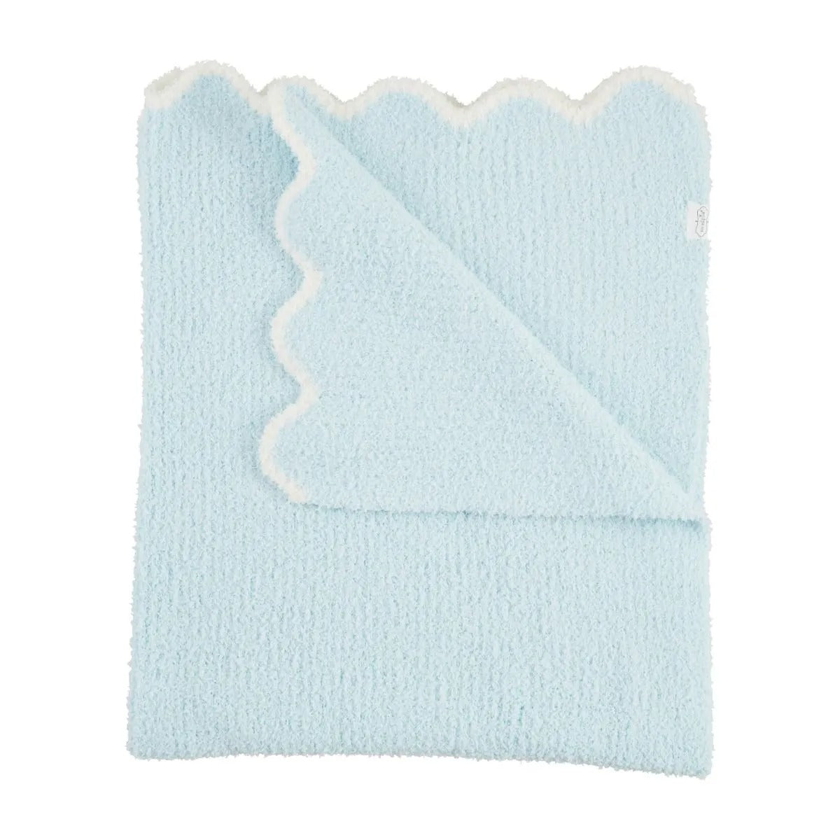 Mudpie | Blue Scallop Chenille Blanket