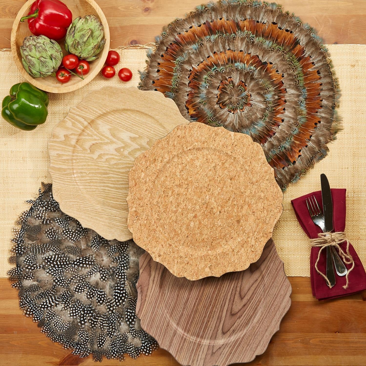 Pheasant Park Round Decorative Mat - Pheasant Feathers