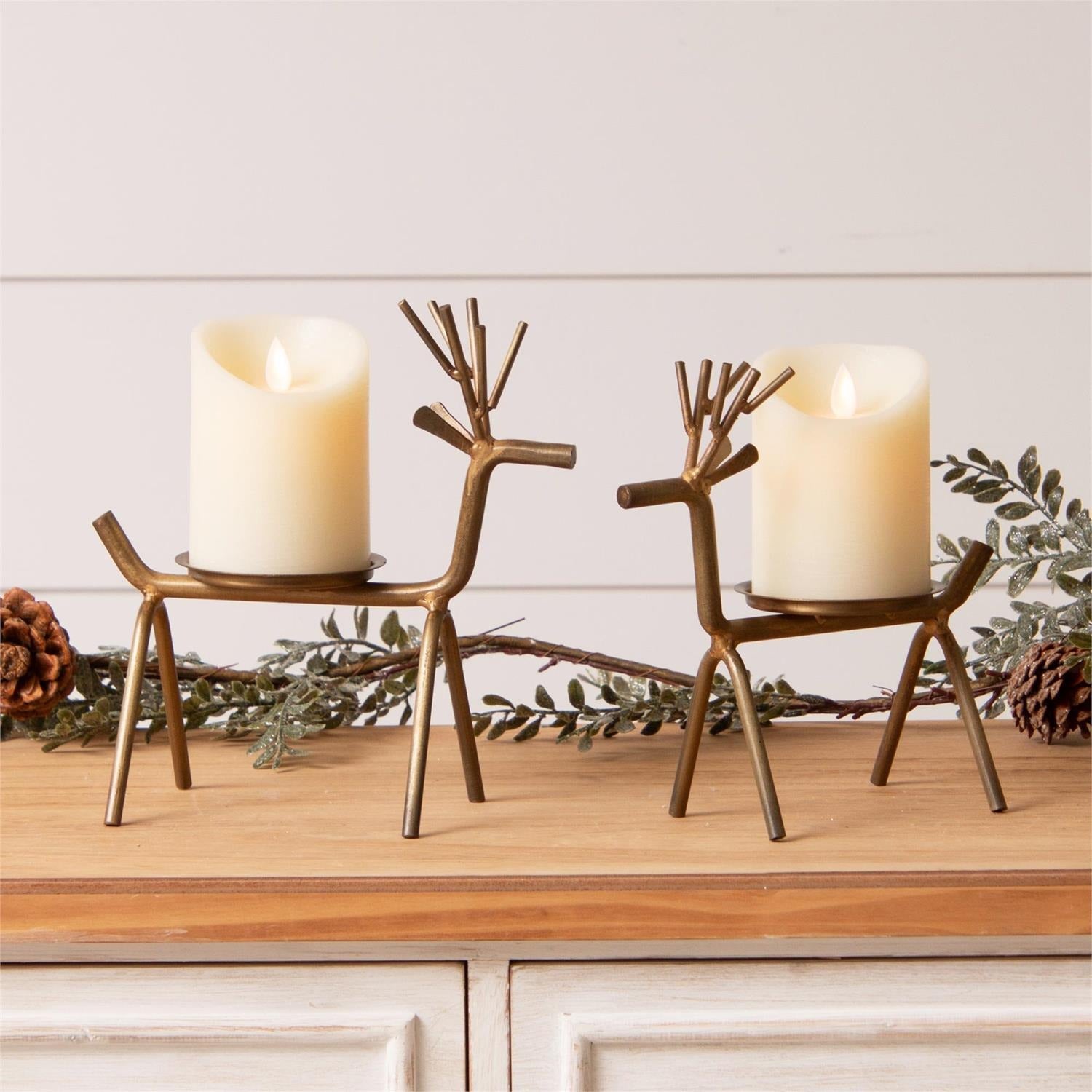 Gold Finish Deer Candle Holders
