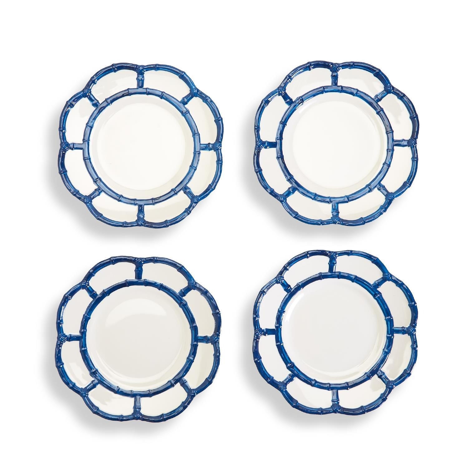 Set of 4 Bamboo Touch Desert/Salad Plates-Blue