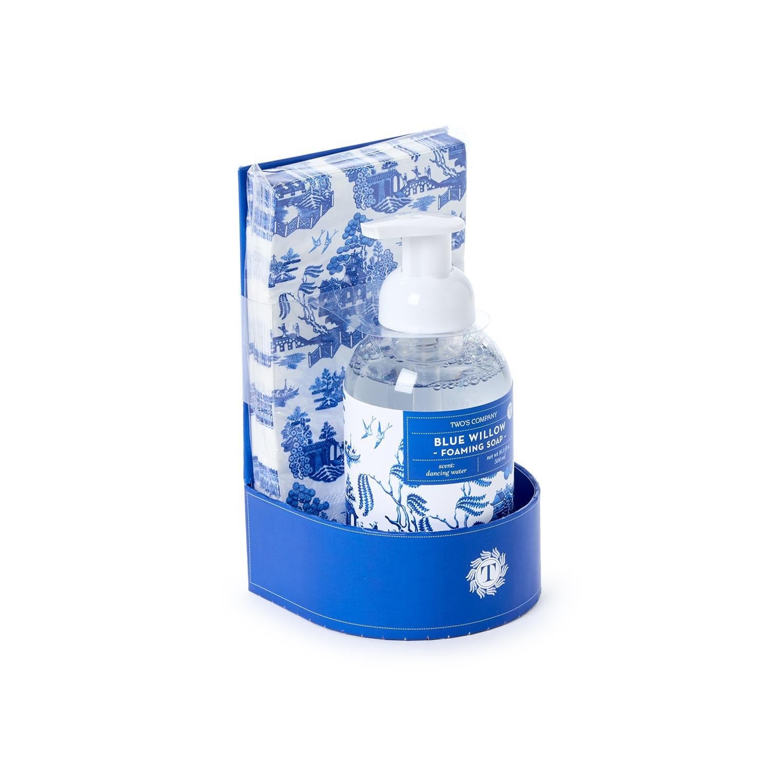 Blue Willow Crisp Foaming Soap with Guest Towels Set