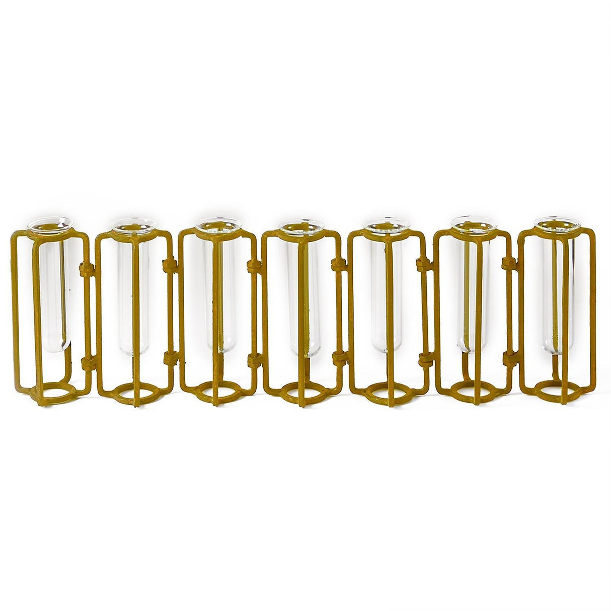 Two's Company | Lavoisier Set of 7 Hinged Flower Vase with Antiqued Gold Finish