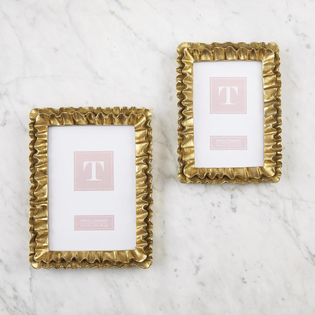 Two's Company | Gold Ruffles Photo Frame- 2 Sizes
