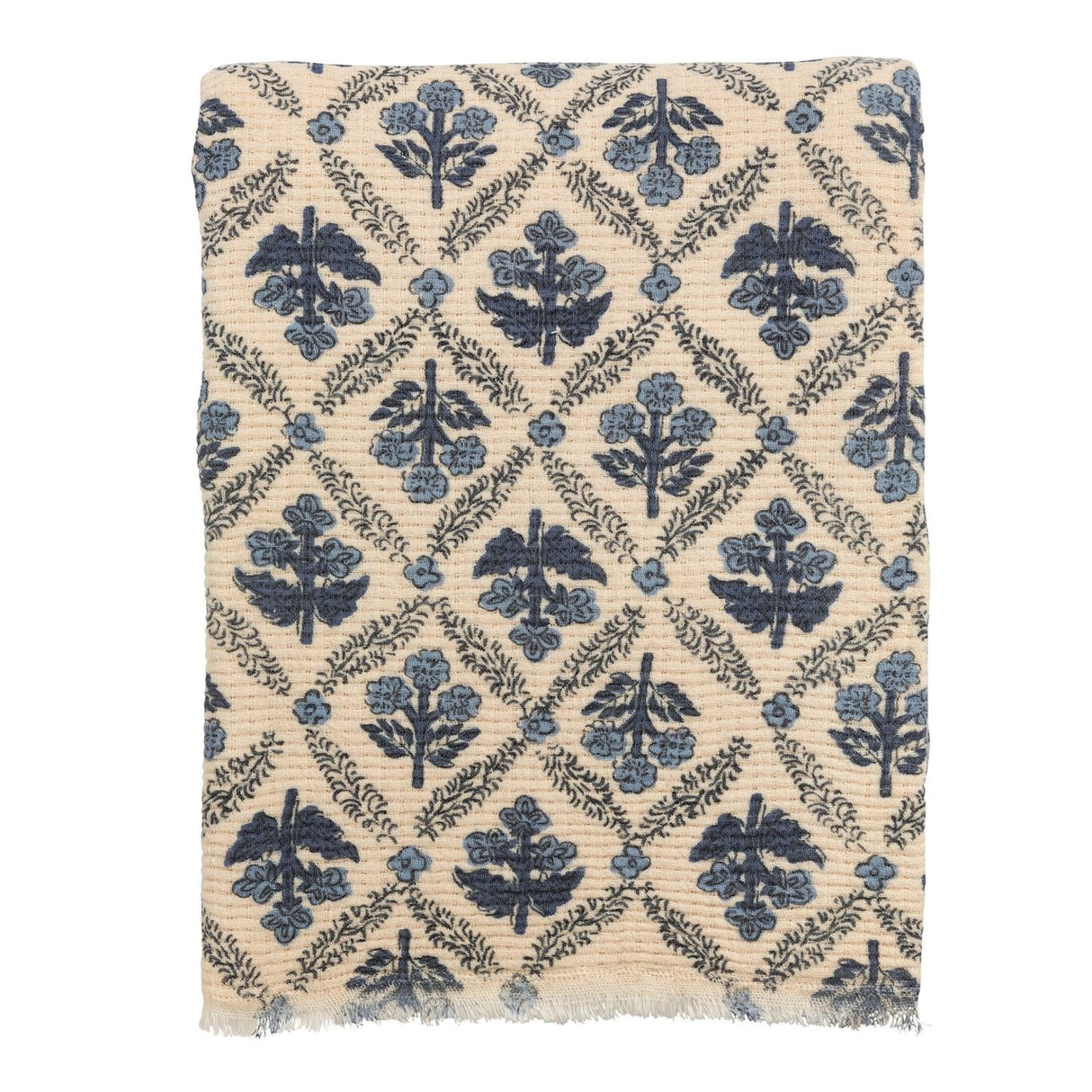 Mudpie | Blue Flower Pattern Throw Blanket