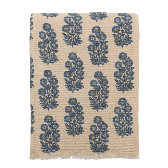 Mudpie | Blue Flower Repeat Throw Blanket