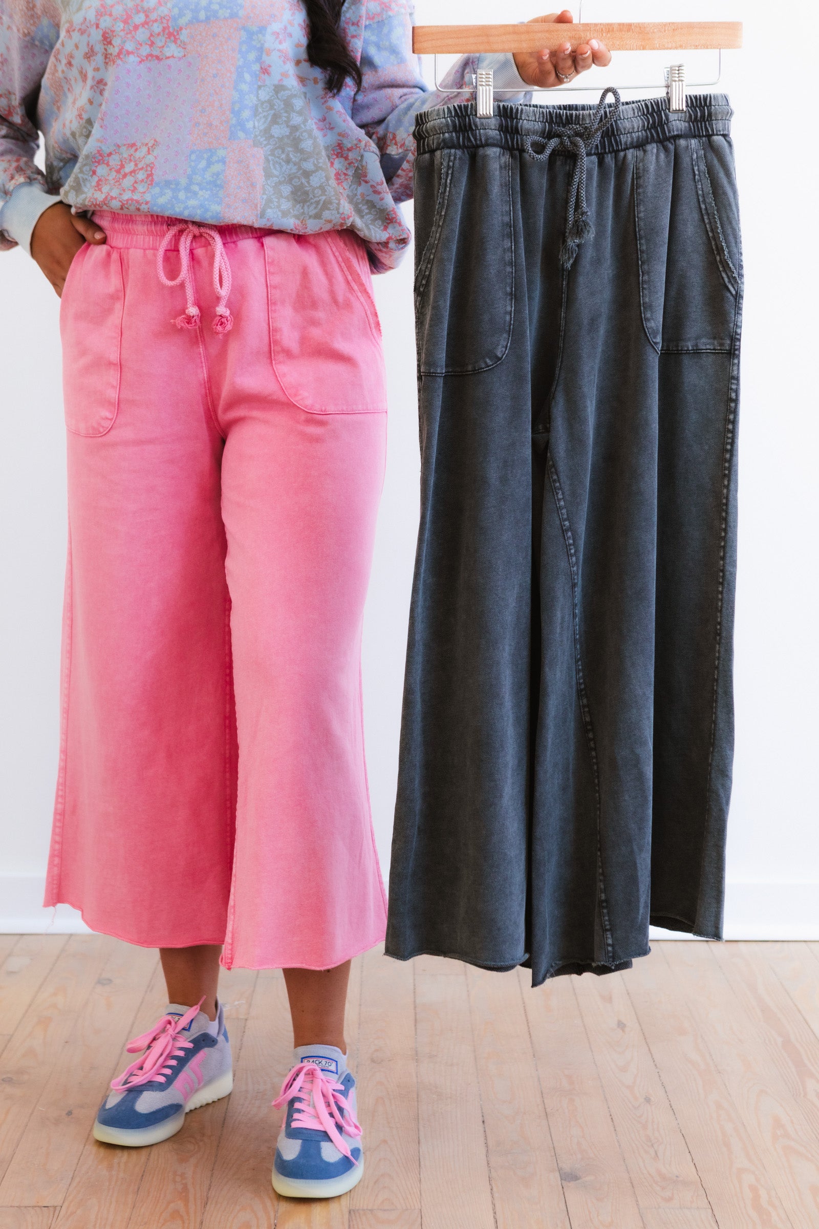 The Washed Terry Knit Wide Pants