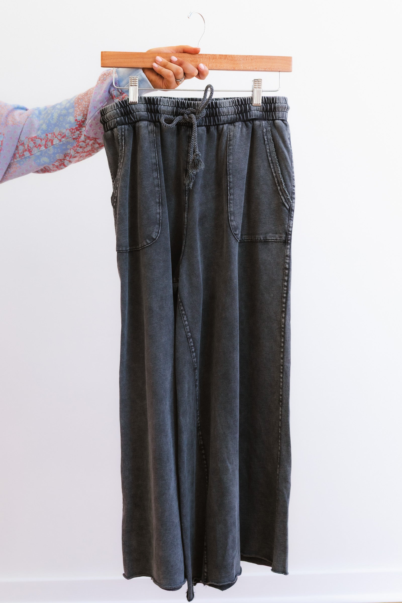 The Washed Terry Knit Wide Pants
