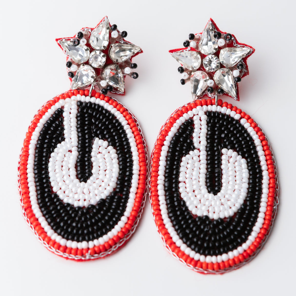 UGA Rhinestone Beaded Earrings