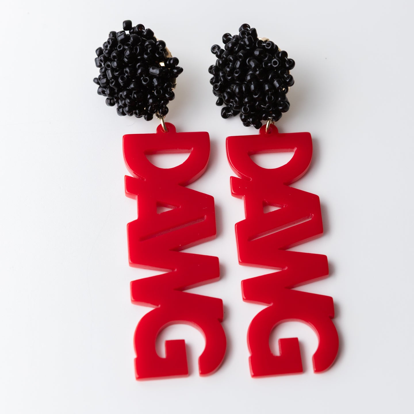 DAWG Letter Pompom Earrings
