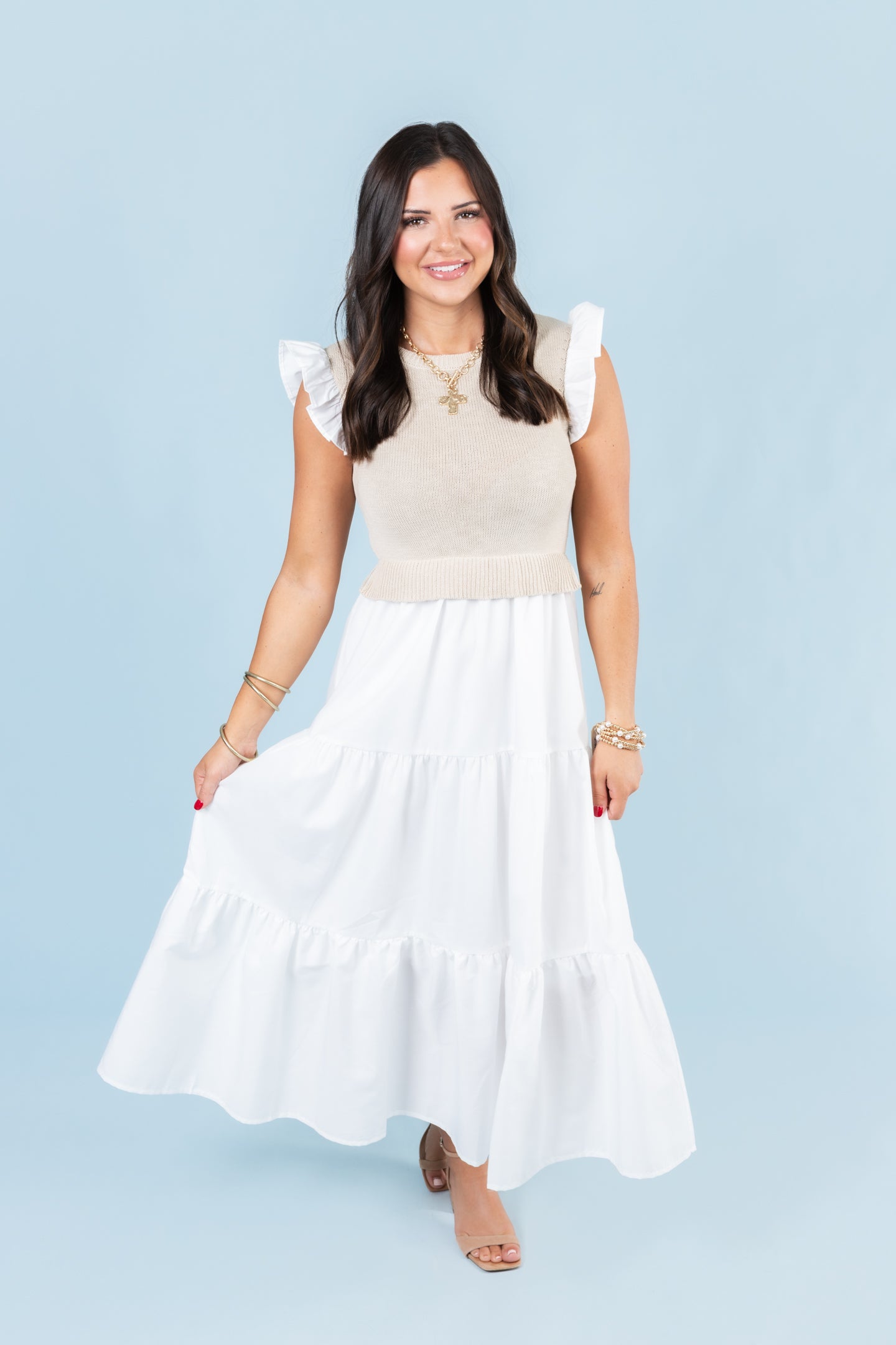 Springin into Spring Sweater Vest Midi Dress