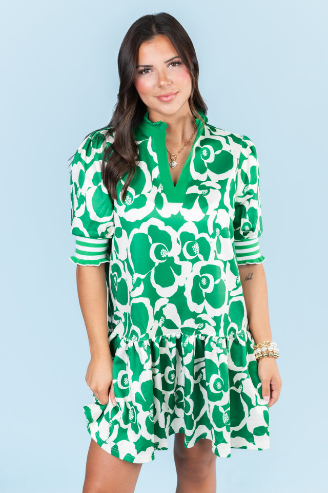 The Floral Drop Waist Mini Dress