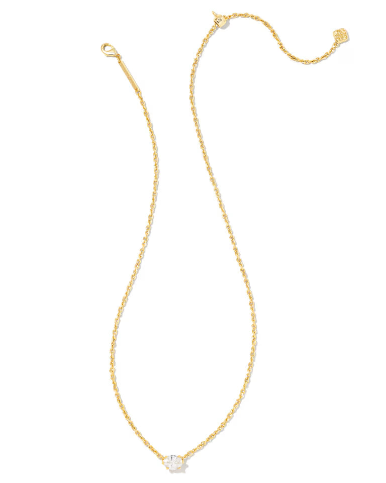 Kendra Scott | Cailin Gold Pendant Necklace in White CZ