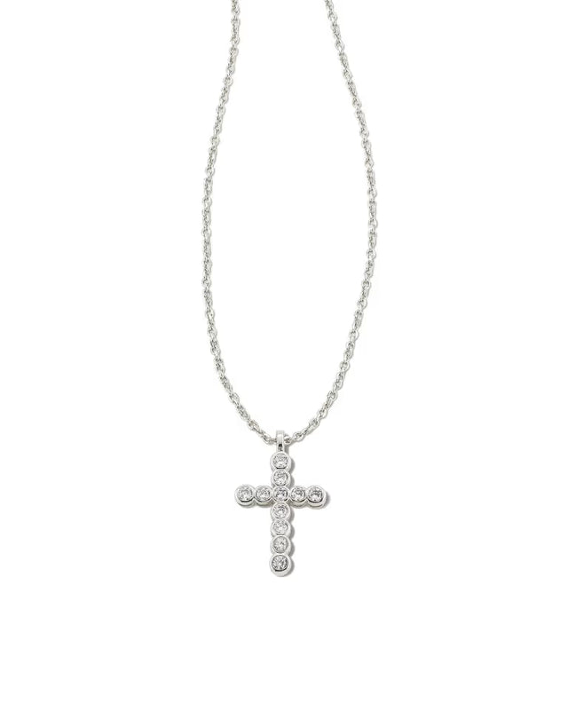 Kendra Scott | Cross Silver Pendant Necklace in White CZ