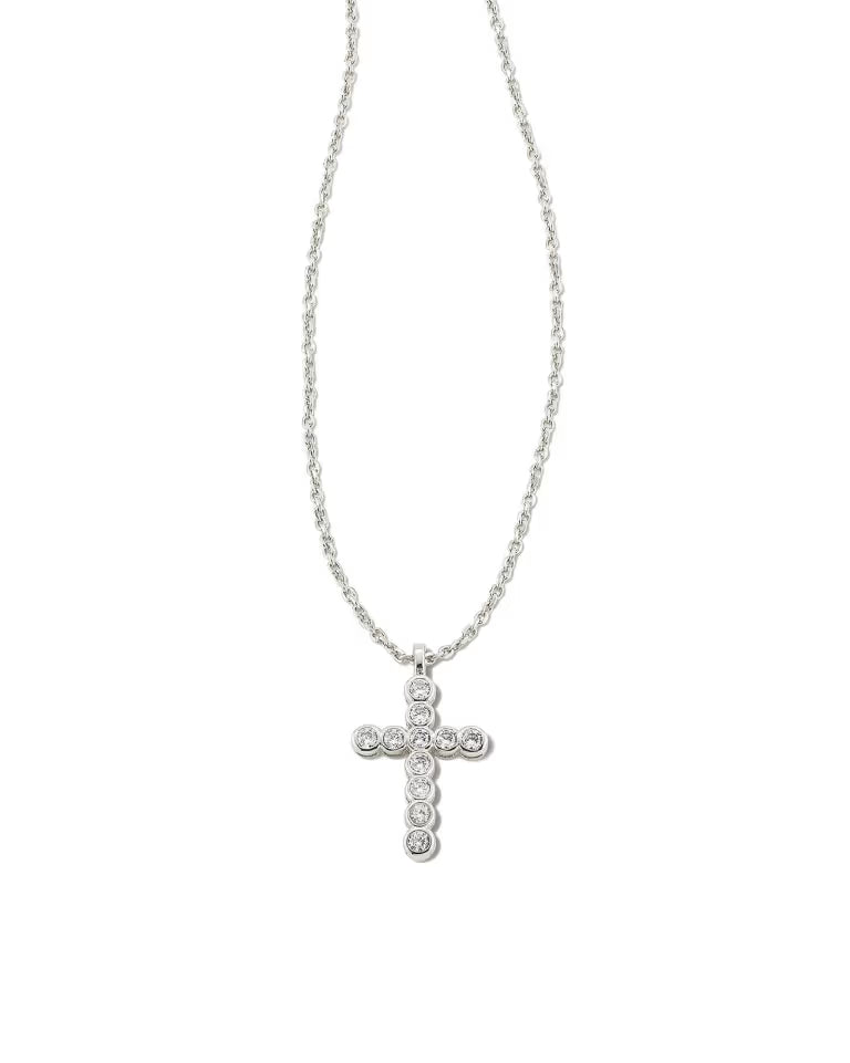 Kendra Scott | Cross Silver Pendant Necklace in White CZ