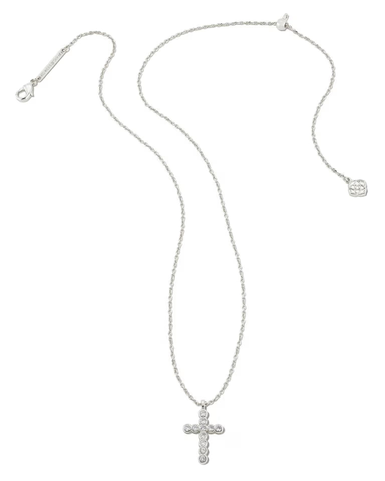 Kendra Scott | Cross Silver Pendant Necklace in White CZ