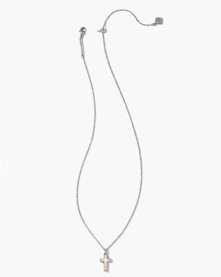 Kendra Scott | Cross Silver Pendant Necklace in White Lab Grown Opal