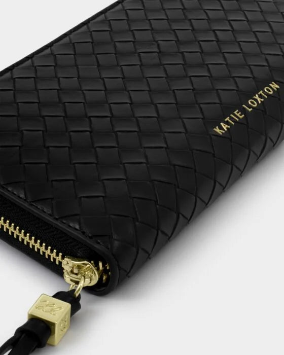 Katie Loxton | Nova Woven Texture Large Wallet - Black