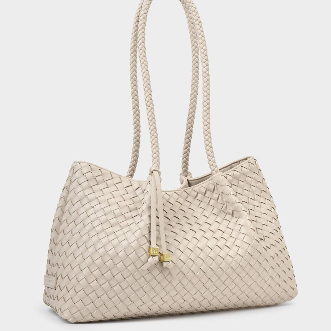 Katie Loxton | Nova Hand Woven Small Shoulder Tote in Oyster