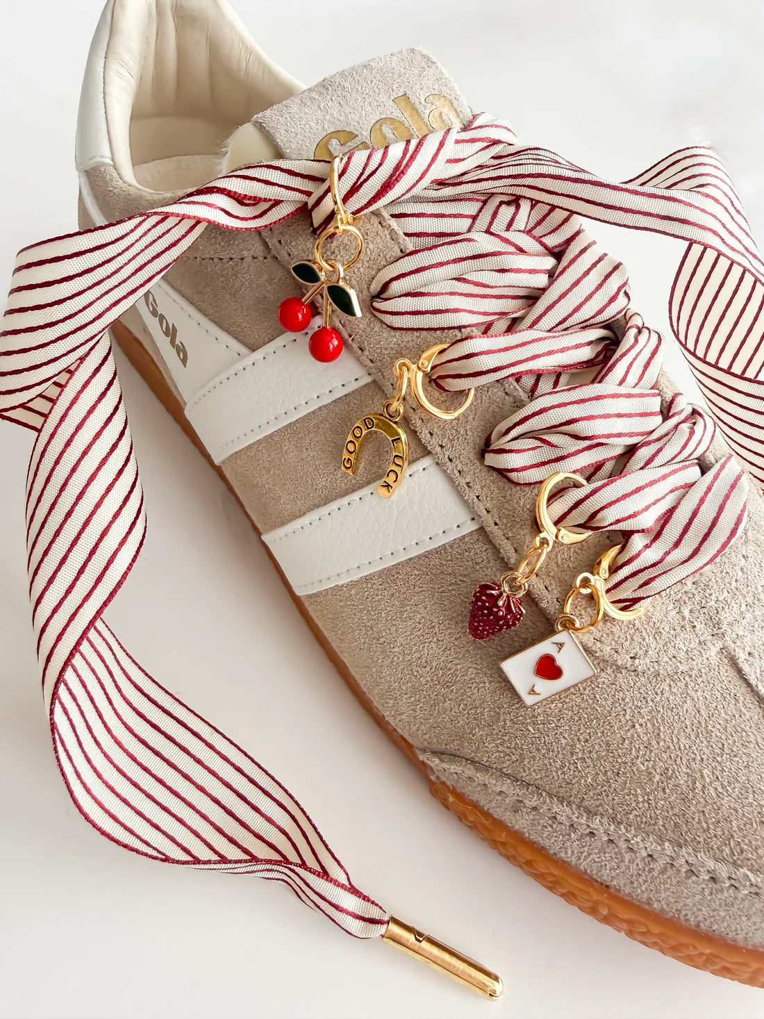 Leo + Lee | Heritage Striped Laces - Cherry