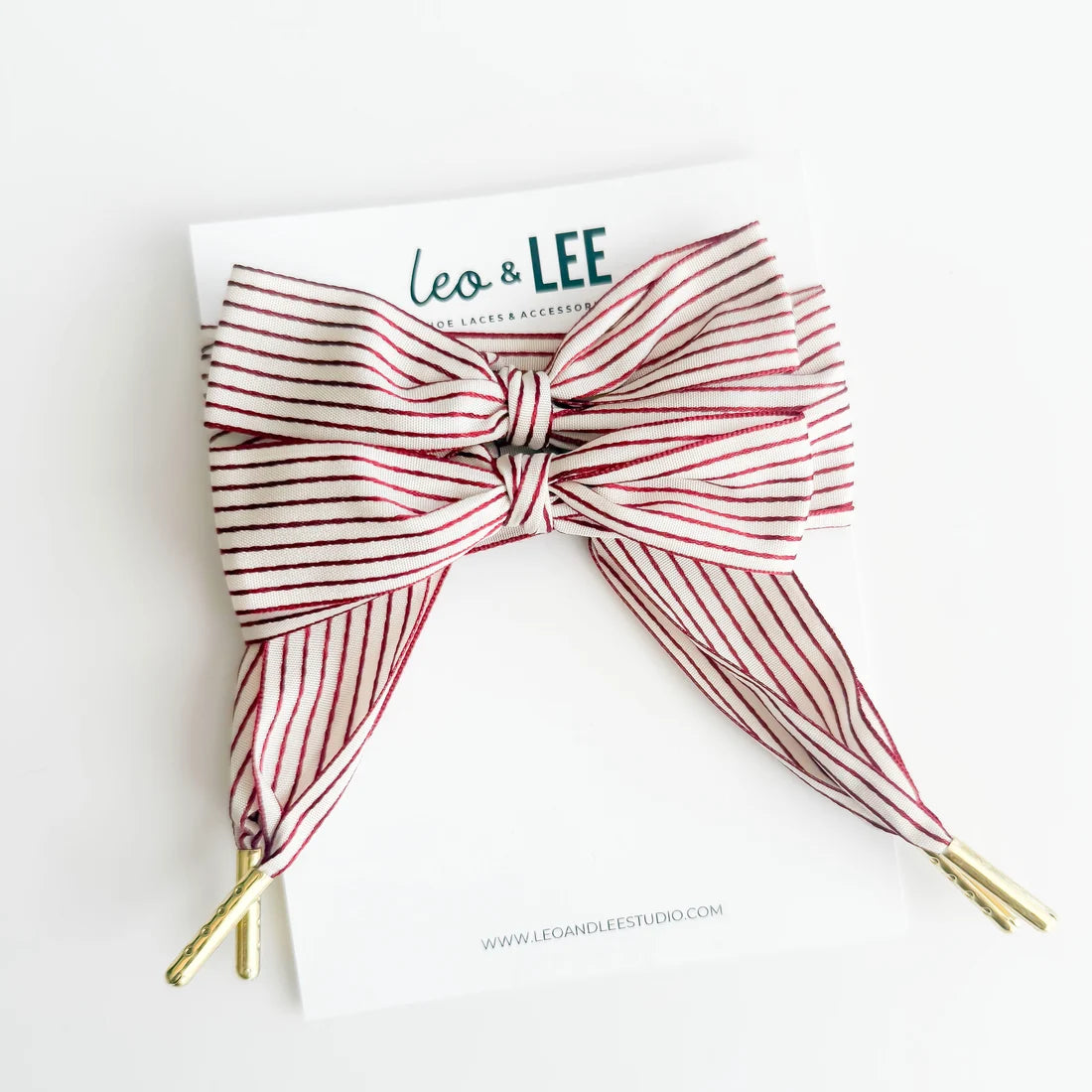 Leo + Lee | Heritage Striped Laces - Cherry