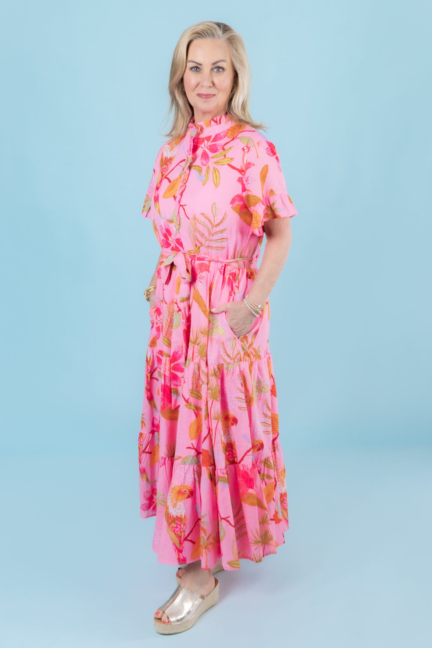 J. Marie | The Pink Playa Button Up Midi Dress