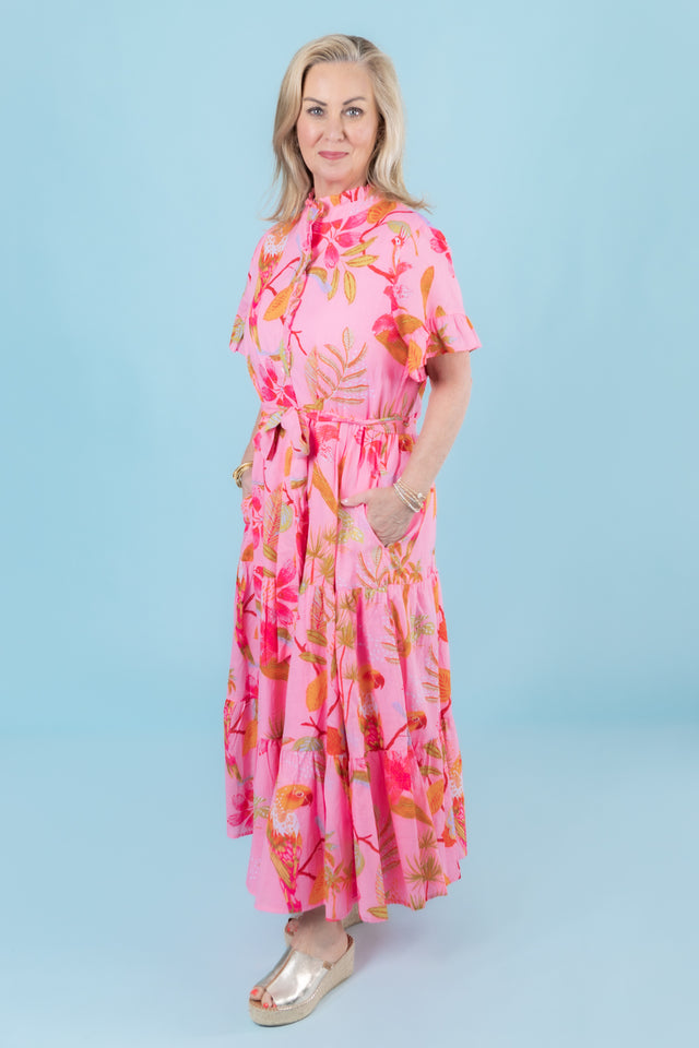 J. Marie | The Pink Playa Button Up Midi Dress