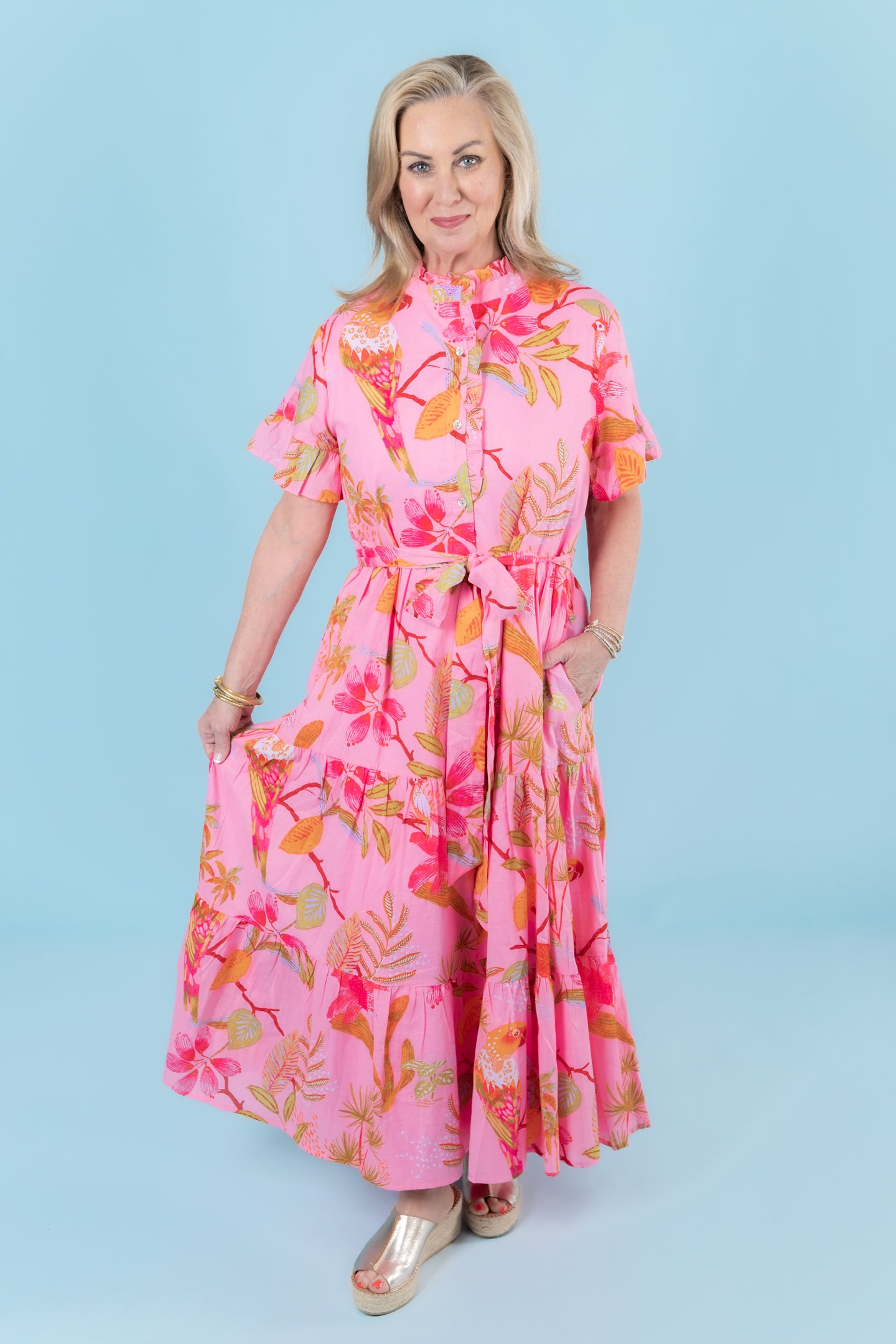 J. Marie | The Pink Playa Button Up Midi Dress