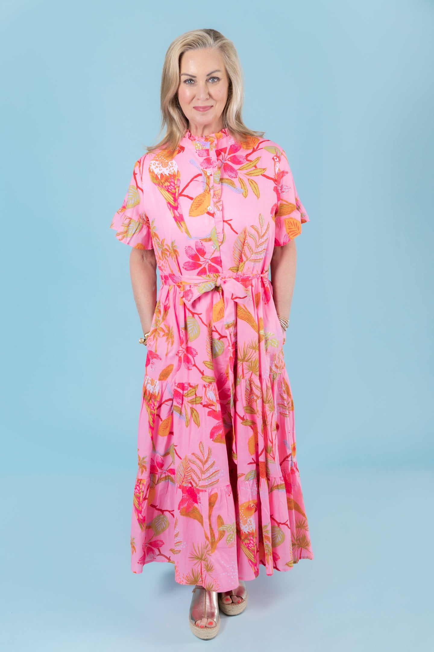 J. Marie | The Pink Playa Button Up Midi Dress