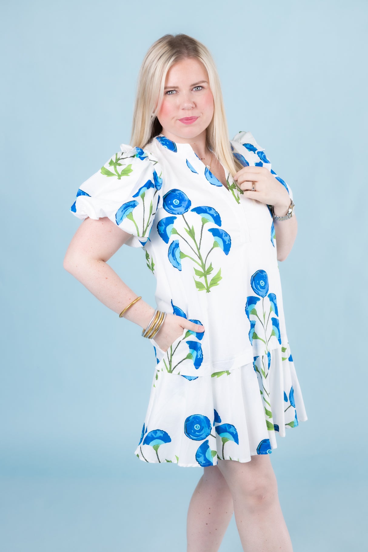 The Blue Florals Mini Dress