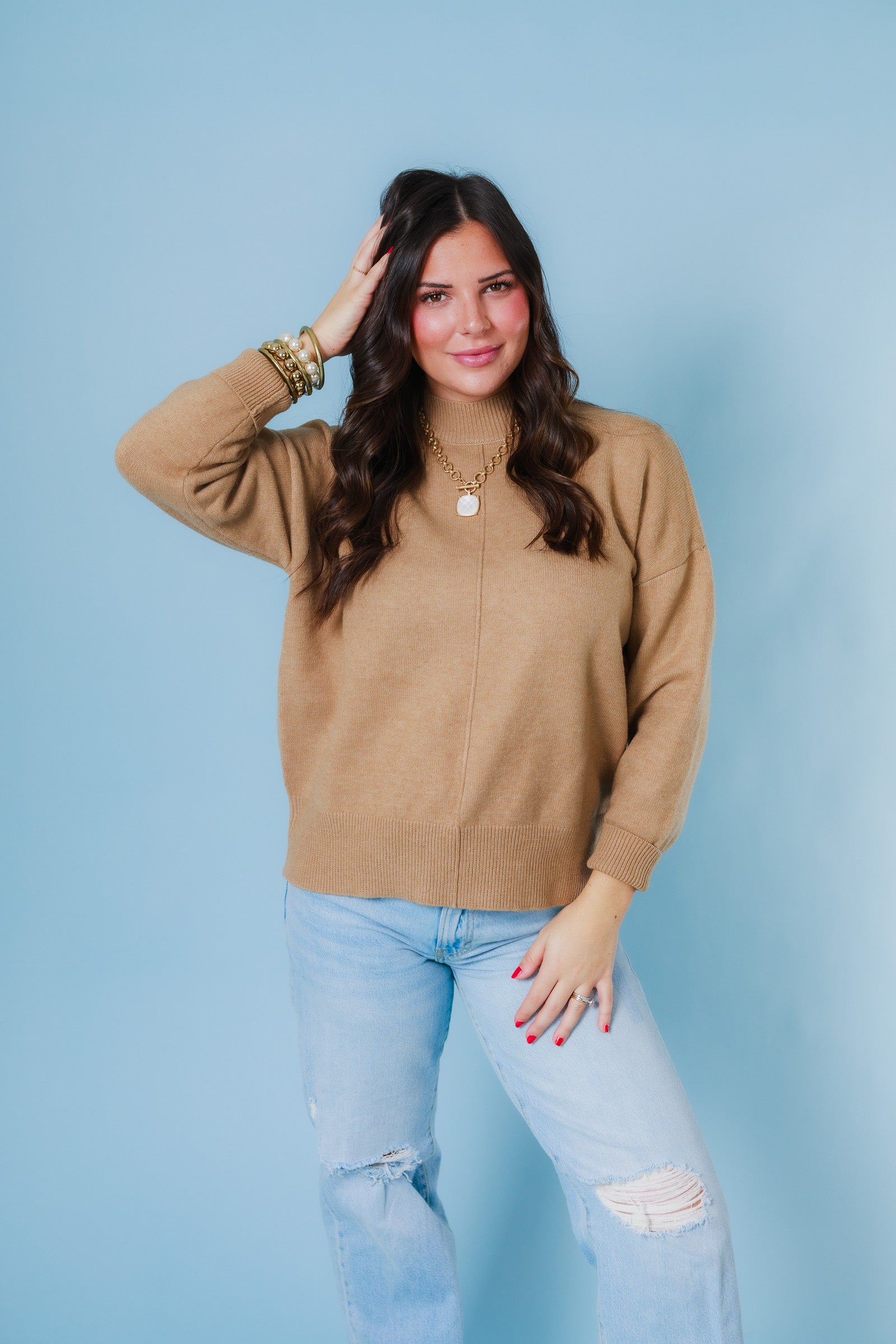 Effortless Edge Mock Neck Sweater