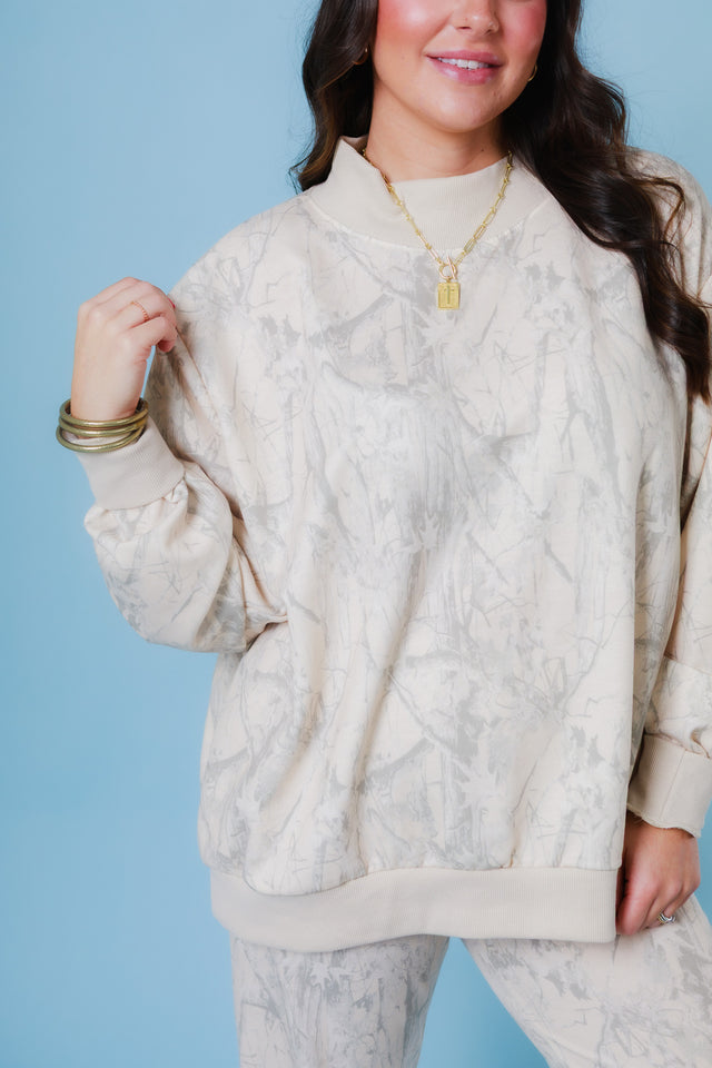 Camo Mock Neck Sweatshirt