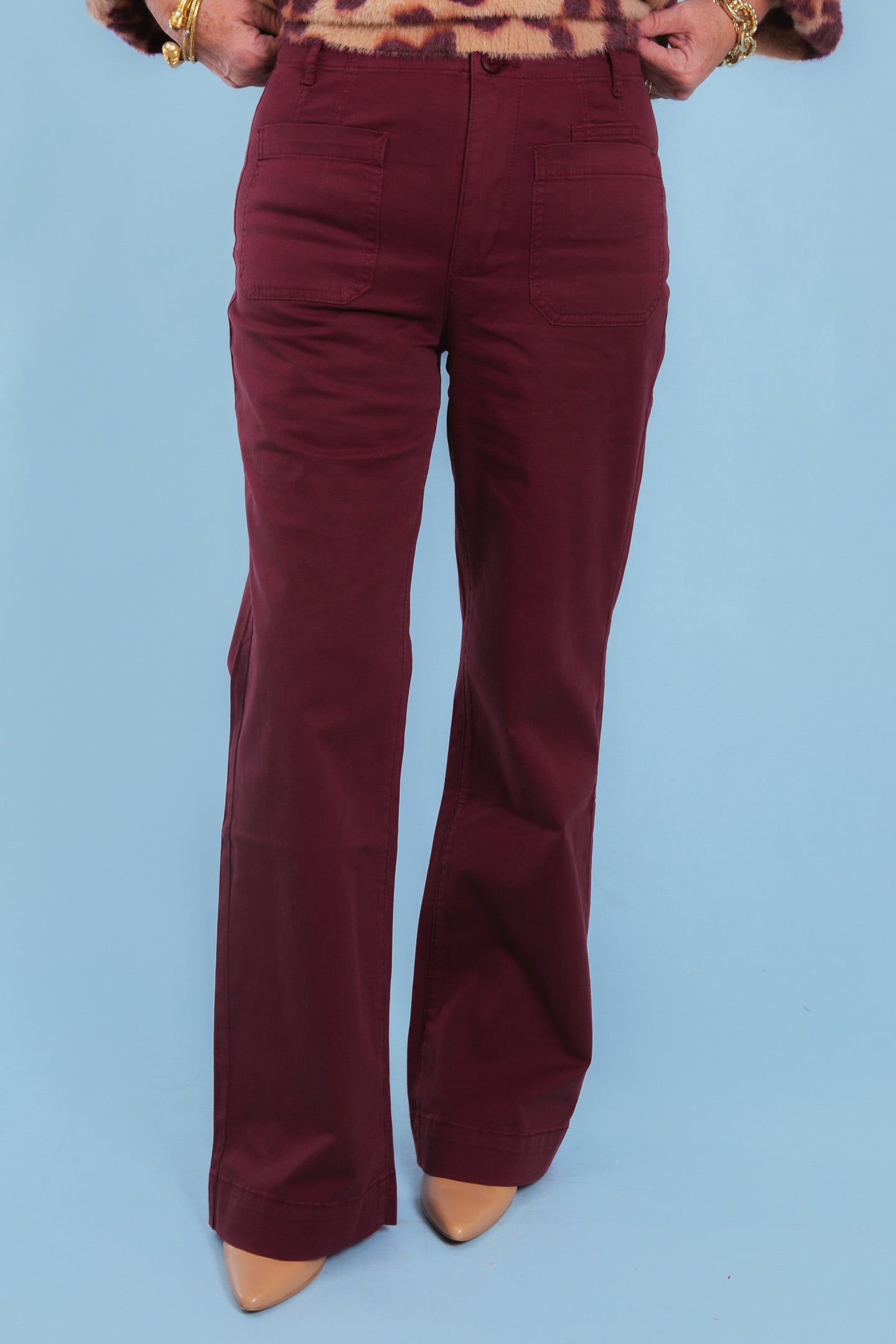 Tribal | High Rise Fly-Front Wide Leg Pant With Pockets