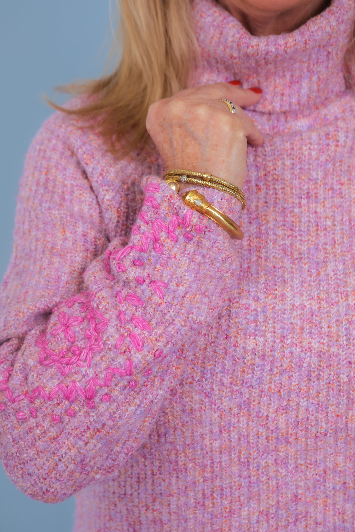 Tribal | Embroidered Long-Sleeve Turtle Neck Sweater