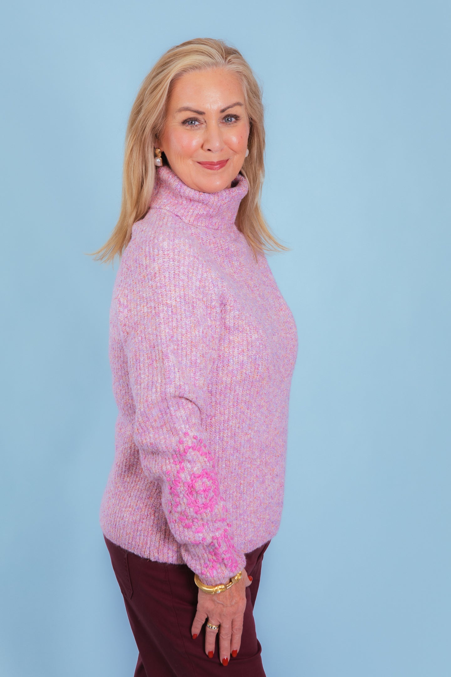 Tribal | Embroidered Long-Sleeve Turtle Neck Sweater