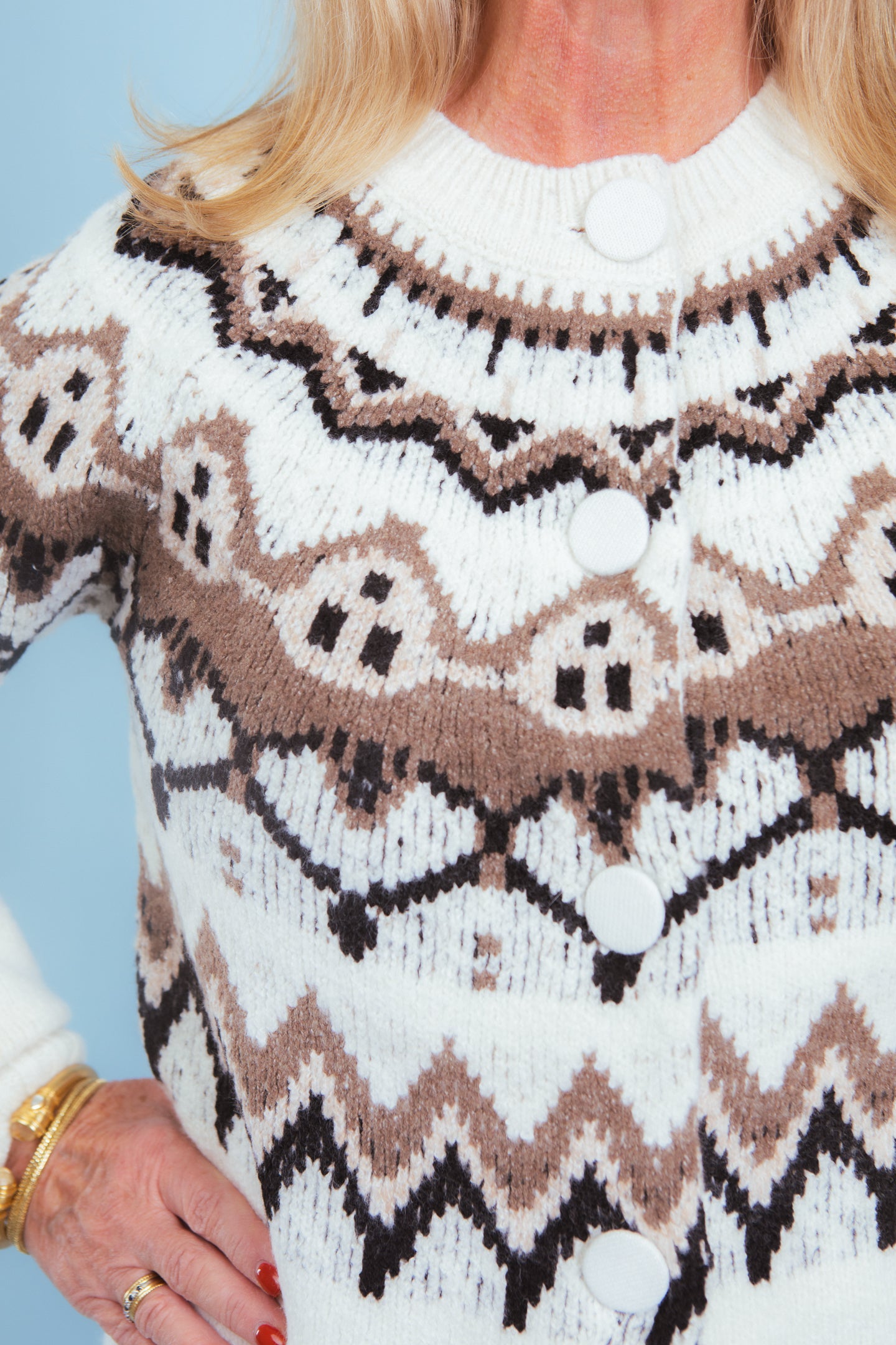 Tribal | Fair Isle Button Front Sweater Cardigan