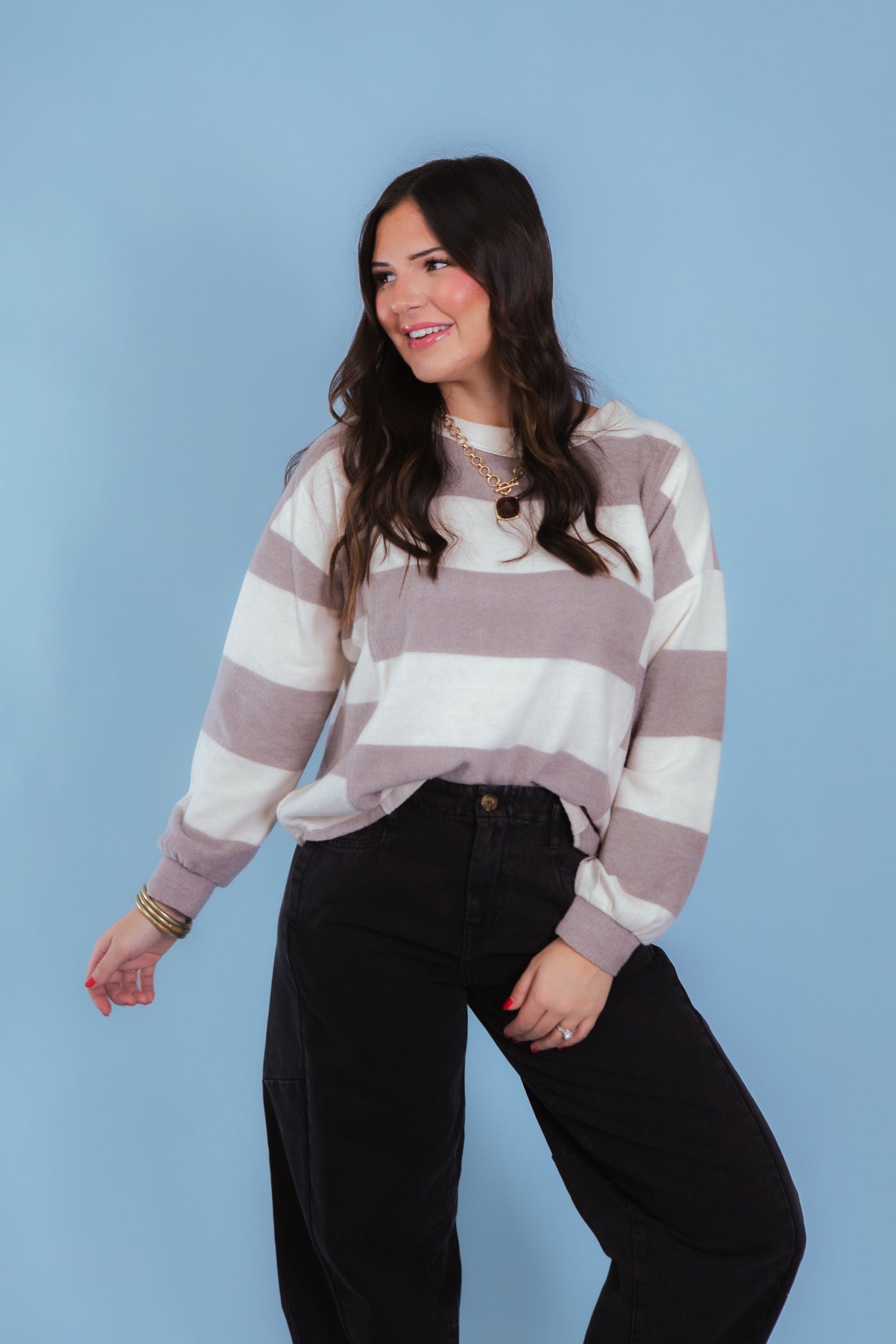 Weekend Vibes Acid Wash Stripe Knit Top